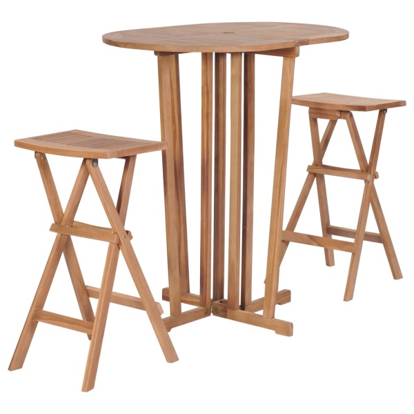 Set Mobilier De Bar Pliabil 3 Piese Lemn Masiv De Tec 44729